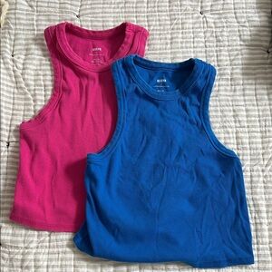 Anthropologie Pink and Blue Crop Tops